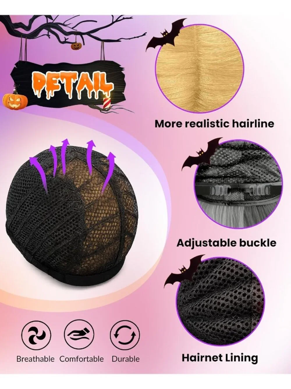 Women's Blonde Curls Cosplay Convenient Set Include Adjustable Wig Cap Headpiece